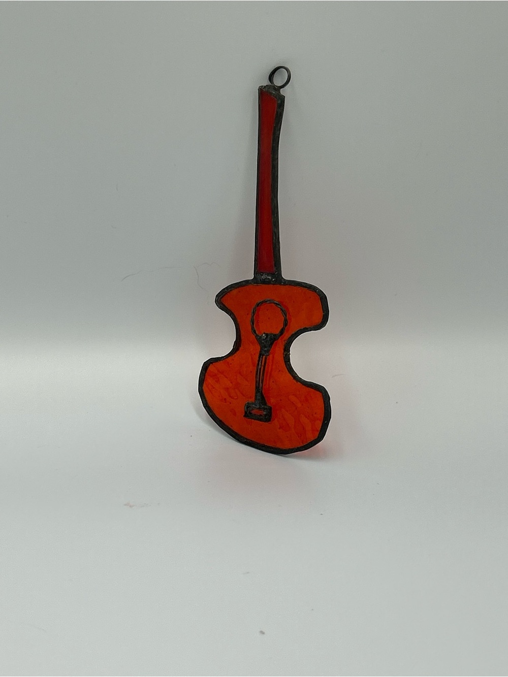 Handcrafted Orange Guitar Ornament - Decorative Home Accent